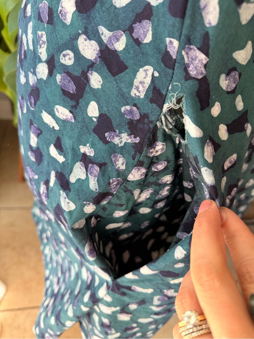 Zuri Cotton Shirt Dress XL Green Abstract Print Pockets - Picture 3 of 6